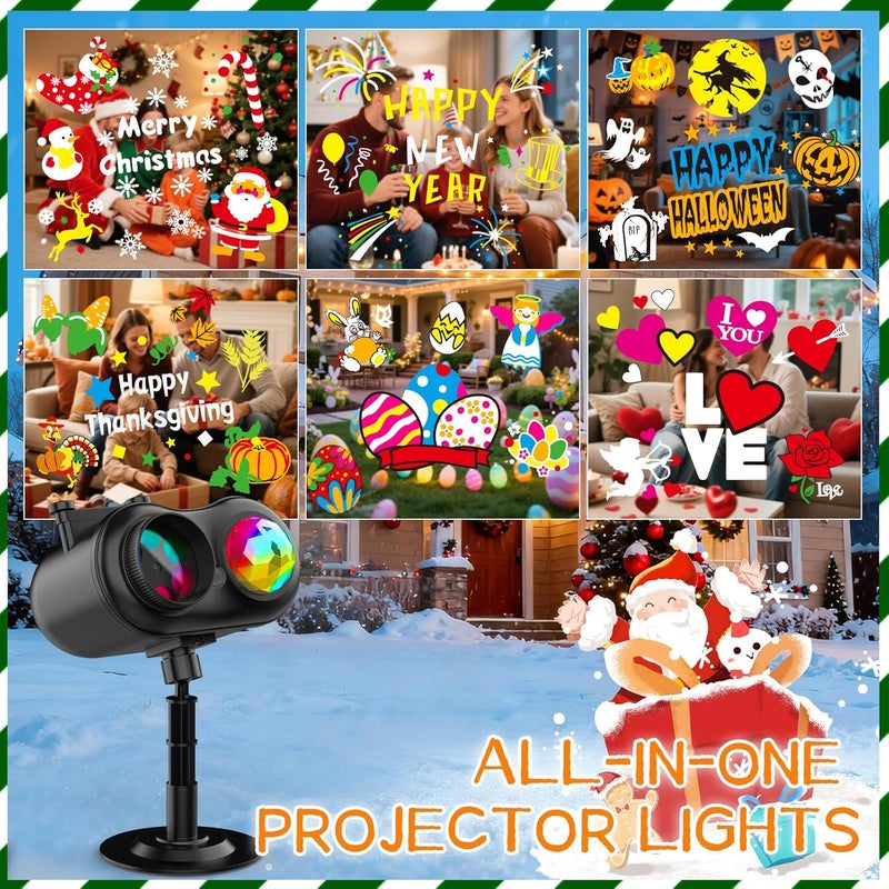 Abdtech 8-Pattern Christmas Projector Lights Outdoor Halloween,2025 Upgraded Brighter Holiday Lights Outdoor 80 Effects (10 Slides +3D Color),2-in-1 Christmas Decorations Outdoor Lighting for Party Decor - Image 5